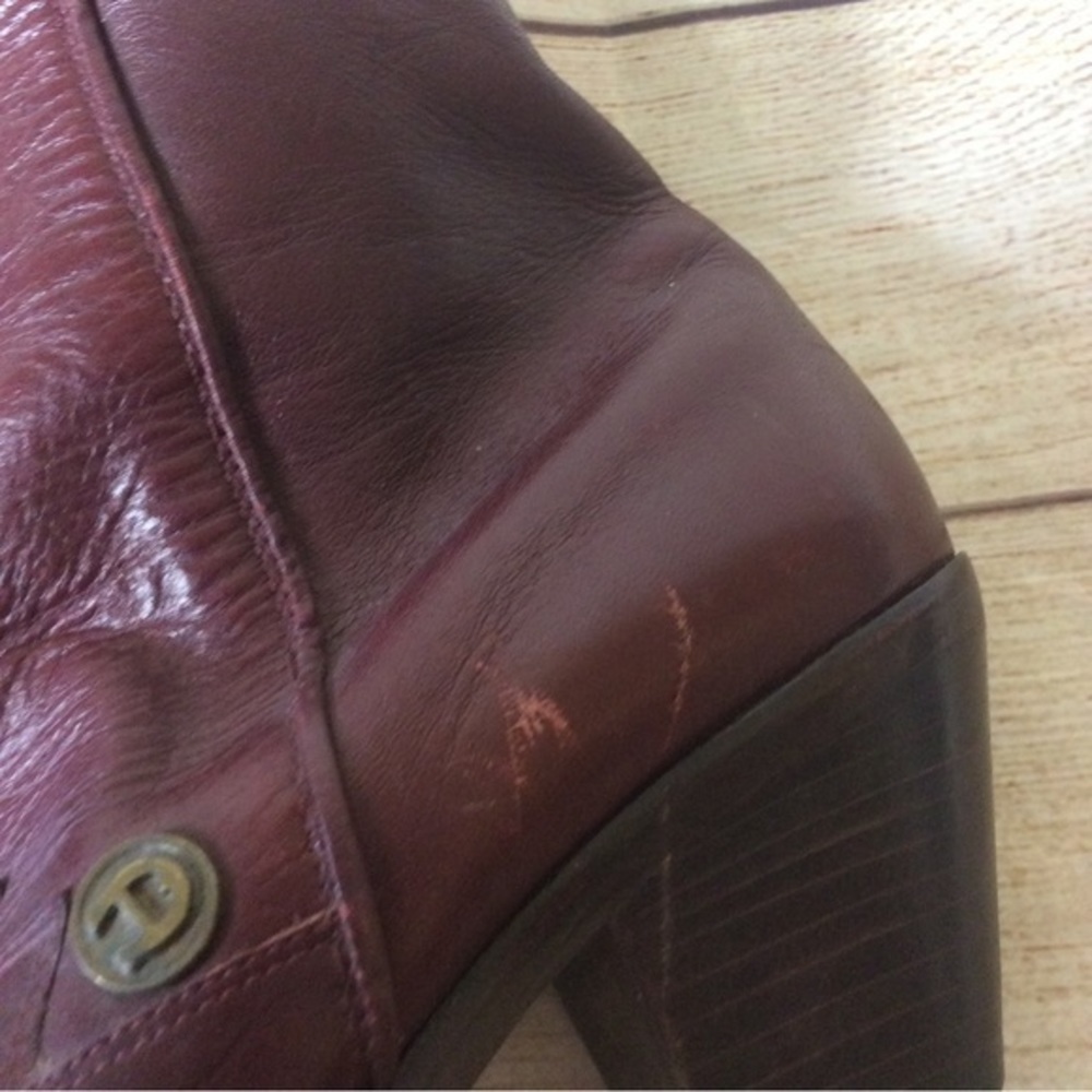 Etienne Aigner Burgundy Leather Heeled Boots - Picture 6 of 10